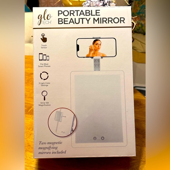 Glotech Makeup Glotech Portable Beauty Station Led Mirror With